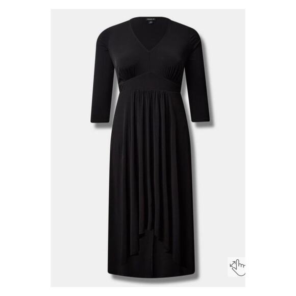 Torrid Black Tea Length Studio Knit Deep V Bodycon Dress Sz.3 NWT - Picture 5 of 10